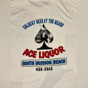 VINTAGE South Mission Beach Ace Liquor Store T Shirt Size Large.